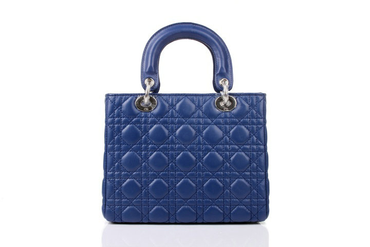 lady dior lambskin leather bag 6322 blue with silver hardware